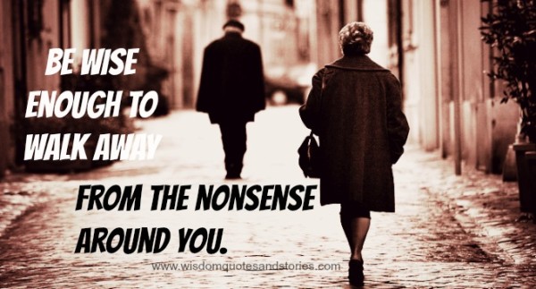 be wise enough to walk away from the nonsense around you  - Wisdom Quotes and Stories