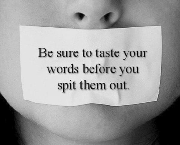 Be sure to taste your words before you spit them out