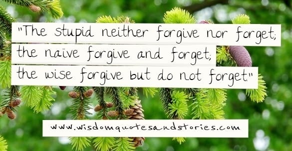 The stupid neither forgive or forget ; the naive forgive and forget ; the wise forgive but do not forget
