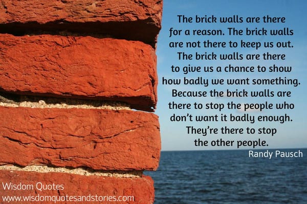 Brick walls are there to stop the people who don't want it badly enough - Randy Pausch