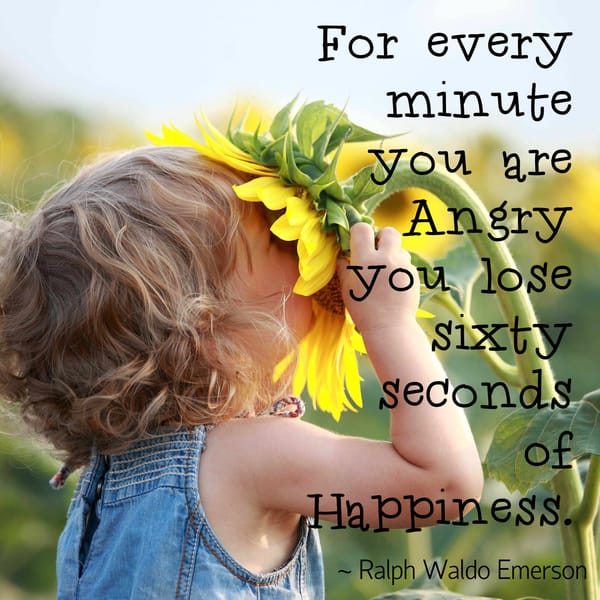 For every minute you are angry , you lose sixty seconds of happiness - Ralph Waldo Emerson