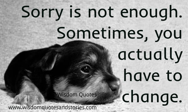 Sorry is not enough. Sometimes you have to change.