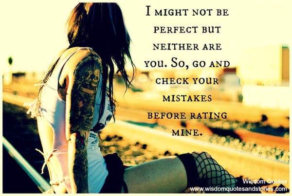 I might not be perfect but neither are you. Check your mistakes before rating mine