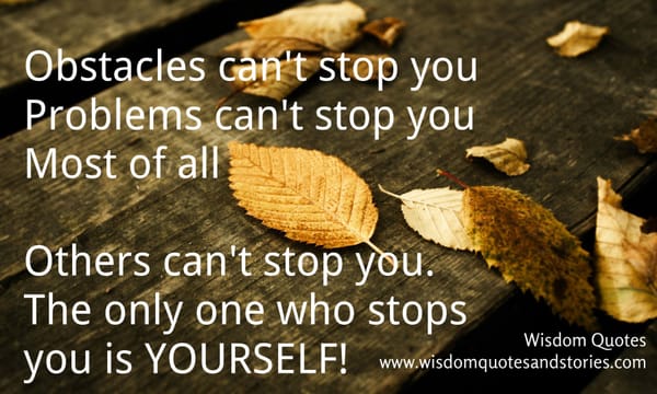 No obstacles or problems can stop you except yourself