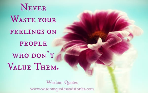 Never Waste your feelings on people