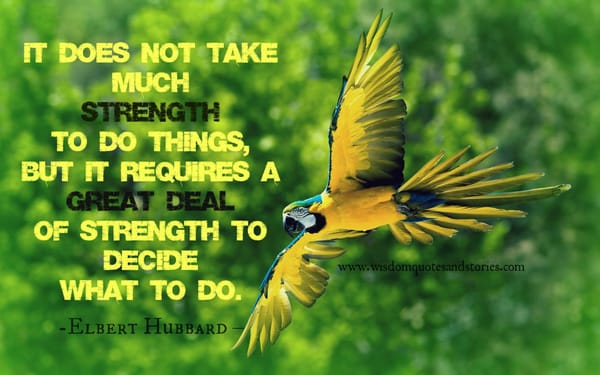 It does not take much to do things, but it requires a great strength to decide what to do. Elbert Hubbard