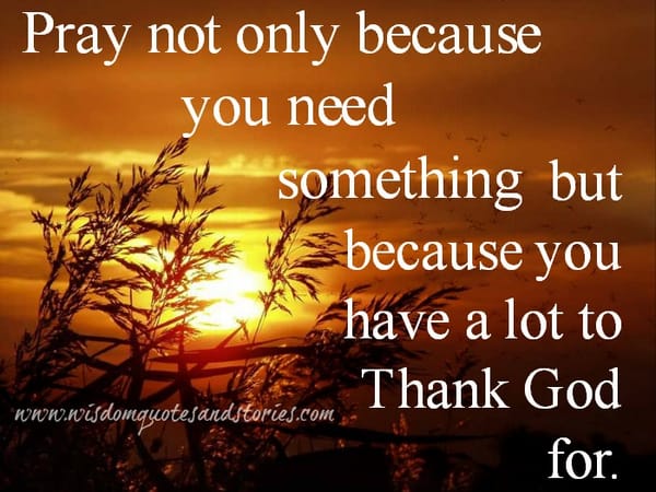 Pray! You have a lot to thank God for