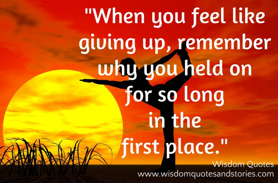 When you feel like giving up , remember why you held on for so long