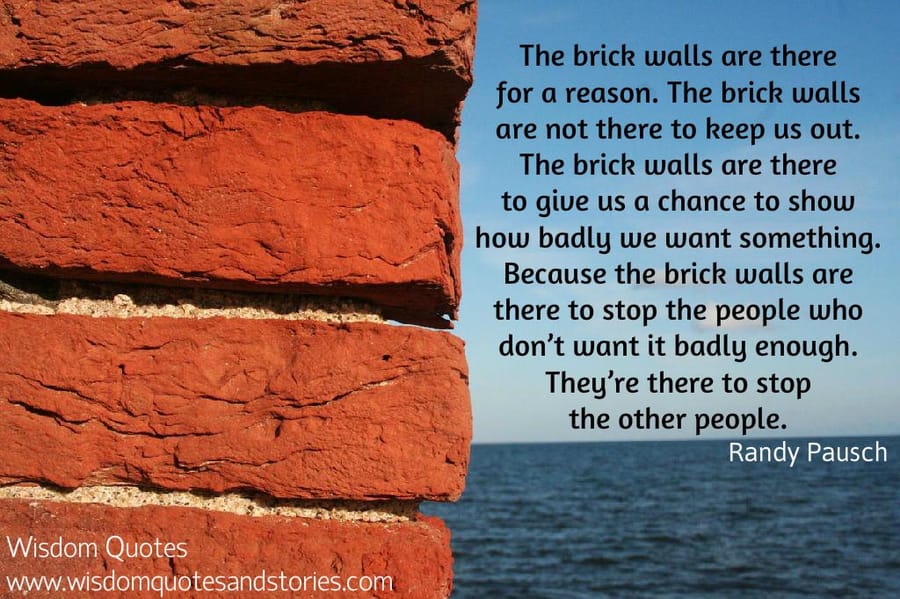 Brick walls are there to stop the people who don't want it badly enough - Randy Pausch