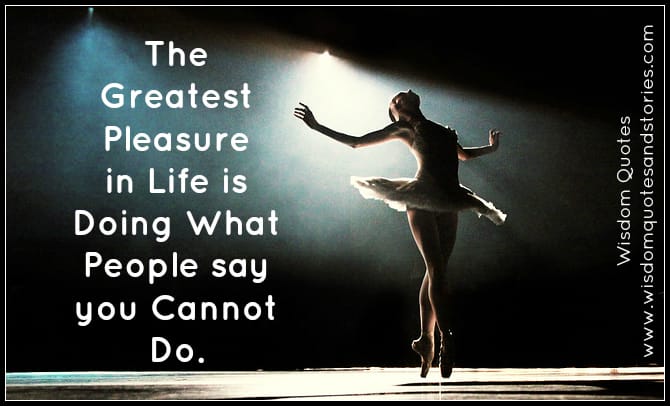 The greatest pleasure in life is doing what people say you cannot do