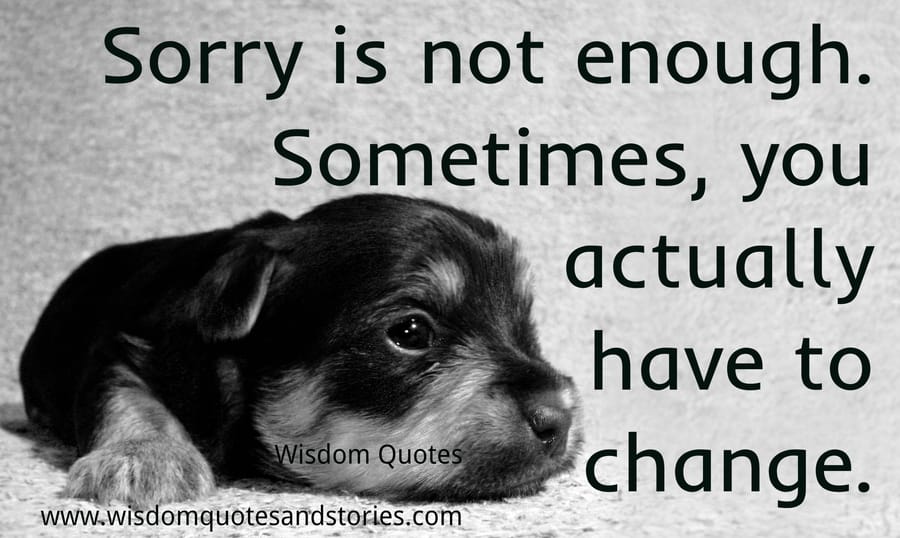 Sorry is not enough. Sometimes you have to change.