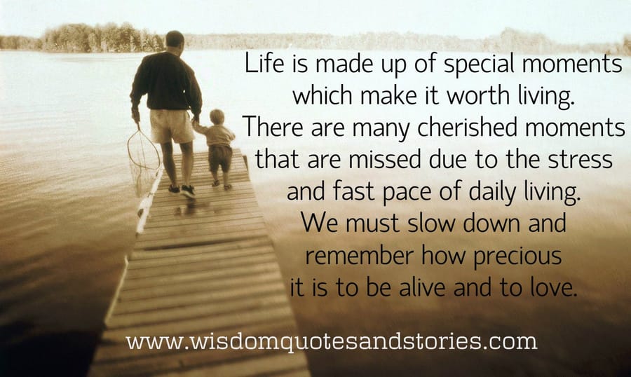 Life is made up of special moments which make it worth living. Remember how precious it is to be alive