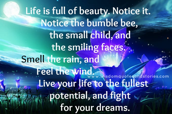 Live your life to the fullest potential, and fight for your dreams