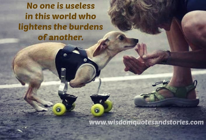 No one is useless in this world who lightens the burdens of another