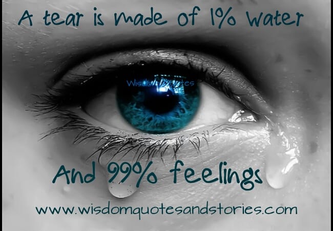 A tear is made of 1% water and 99% feelings